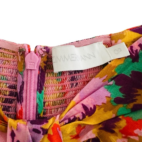 Zimmermann Violet Twist Front Mini Dress in Mustard Multi Floral Size 0P | US 2P - Picture 12 of 16